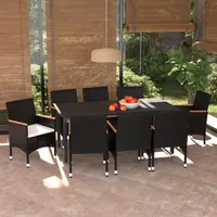 vidaXL Garten-Essgruppe 9-tlg. Schwarz