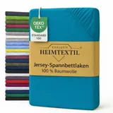 EXKLUSIV HEIMTEXTIL Spannbettlaken Jersey 180 x 200 cm Türkis