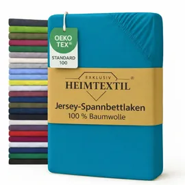 EXKLUSIV HEIMTEXTIL Spannbettlaken Jersey 180 x 200 cm Türkis