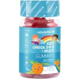 Kinder Omega 3 6 9 Gummibärchen – Vitamin D & Vitamin E – Omega 3 Vegan – 1 Monatsvorrat – Nahrungsergänzungsmittel zum Kauen – Pflanzliche Alternative zu Fischöl – Kinder Vitamine von Novomins