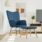 Schaukelsessel Mit Hocker Blau Stoff
