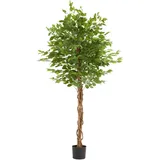 Tectake tectake® Künstlicher Ficusbaum verschiedene Größen, mit viel Volumen, stabiler Kunststoff-Blumentopf