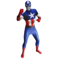 Morphsuits Kostüm Captain America, Original Captain America Ganzkörperanzug blau XXL
