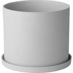 Übertopf BLOMUS "NONA", grau (hellgrau (micro chip)), B:15cm H:15cm T:15cm Ø:15cm, Porzellan, Pflanzgefäße