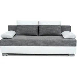 e-meubles Schlafsofa Grau, Schwarz, Holz, 200x90x96 cm, Wohnzimmer Sofas – Couches, Schlafsofas