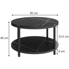 Vicco Couchtisch Ontario Marmor Schwarz 80 x 46 cm