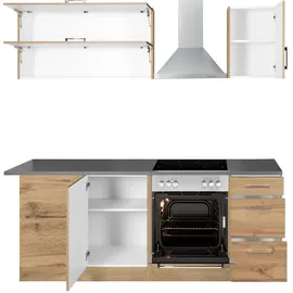 kochstation Winkelküche L-Form KS-Colmar 210 cm braun