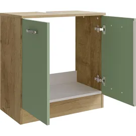 Saphir Waschbeckenunterschrank "Quickset 301", grün (riviera eiche quer nachbildung, salbei nachbildung), B:60,2cm H:62,4cm T:33cm, Spanplatte, Schränke, Waschbeckenunterschrank, 60,2 cm breit