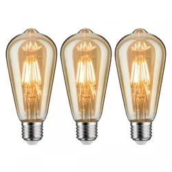Paulmann 5067 3er Set LED Vintage-Kolben ST64 6W E27 Gold Goldlicht dimmbar