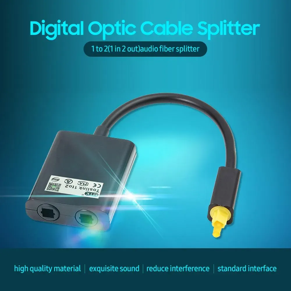 1 zu 2 Audio-Adapter, digitaler optischer Kabel-Splitter, Glasfaser-Audio-Adapter, Glasfaser