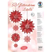 Ursus 3D-Glittersterne "Estelle", rot