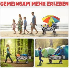 onbest Bollerwagen faltbar mit Dach grau