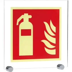PERMALIGHT power langnachleuchtend Brandschutz Feuerlöscher, ASR/ISO, mit Klemmbefestigung, Acryl, 250x250mm