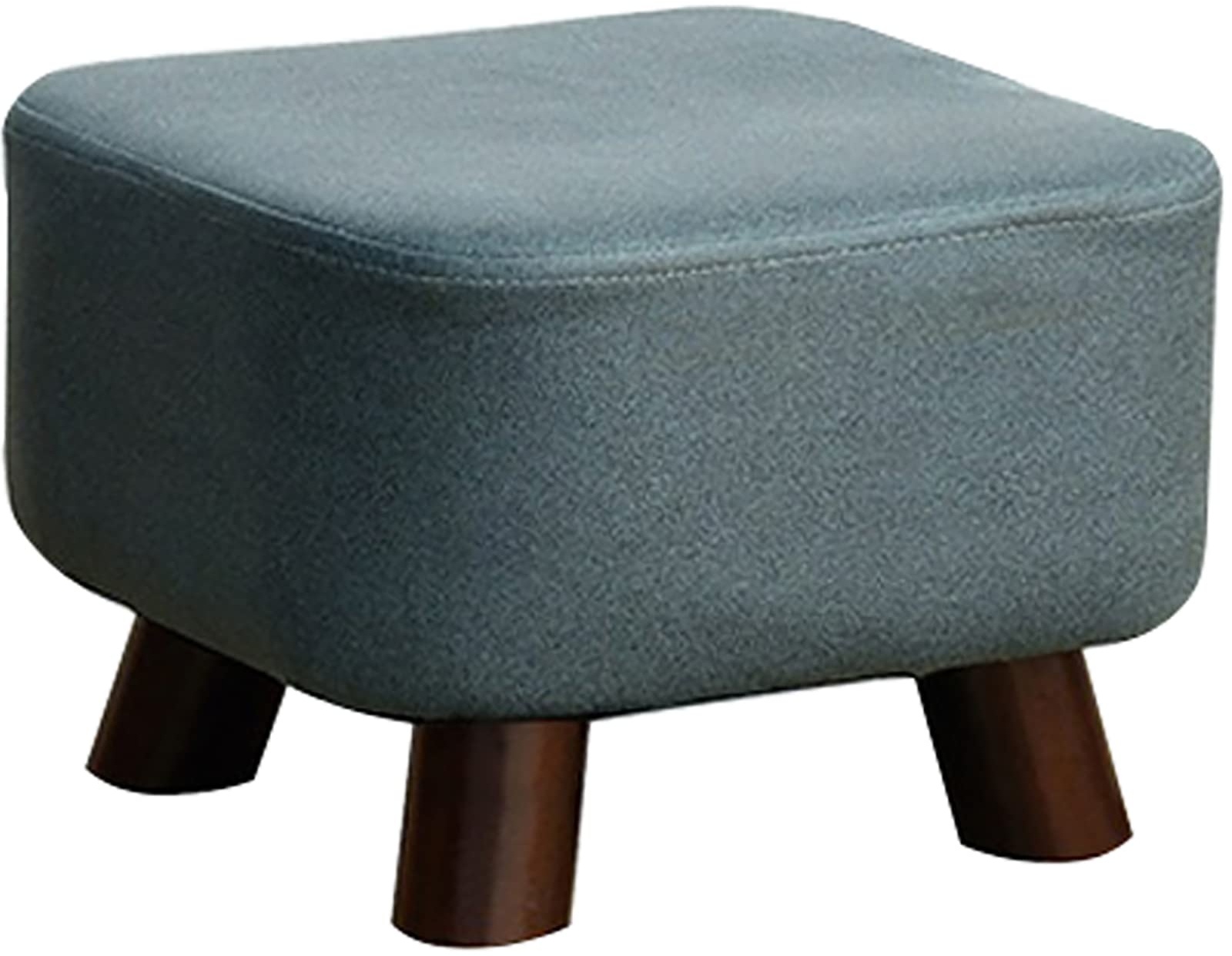 Bleyoum Fabric Square Footstool with Wood Legs Footrest Small Ottoman Stool with Non-Skid Wood Legs Modern Small Step Stool for Outdoor Couch Office Living Room(Size:28cm*28cm*19cm,Color:Dark Green)