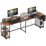 Homcom L-förmiger Schreibtisch 168 x 120 cm Eckschreibtisch mit Ablagefächern, Aufbewahrungstasche Umkehrbar, Rustikal-Braun - Braun