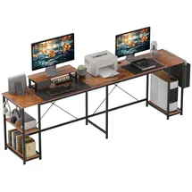 Homcom L-förmiger Schreibtisch 168 x 120 cm Eckschreibtisch mit Ablagefächern, Aufbewahrungstasche Umkehrbar, Rustikal-Braun - Braun