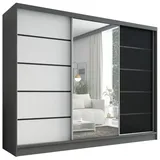 A&J MöbelLand Schiebetürenschrank AURELIA 2 200 x 0 x 0 cm Grau/Schwarz/Weiß