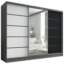 A&J MöbelLand Schiebetürenschrank AURELIA 2 200 x 0 x 0 cm Grau/Schwarz/Weiß