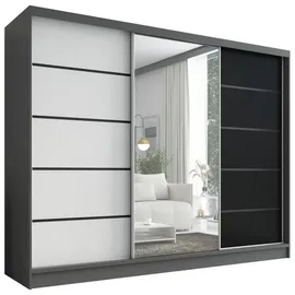 A&J MöbelLand Schiebetürenschrank AURELIA 2 200 x 0 x 0 cm Grau/Schwarz/Weiß