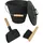 Relaxdays Ascheeimer Holz mit Feger & Schaufel 30 x 20 x 25 cm Schwarz