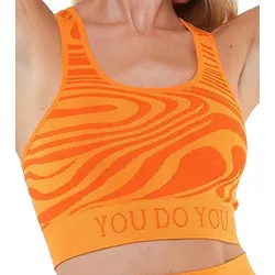 YOU DO YOU Damen Sport-BH mit eingewebtem Wellen-Muster Sport-Oberteil Trainings-BH Yoga-Mode 904931 Orange - S