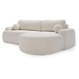 GRAINGOLD Ecksofa L-Form Aurio Rechts) & Ecksofa mit Schlaffunktion Bettkasten - Moderne Ecksofa, Wohnzimmer, Sofa - Eckcouch, Weiß, (Lambi 07) - Weiß