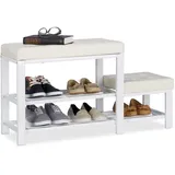Relaxdays Schuhbank 90,5 x 50 x 30,5 cm weiß / weiß