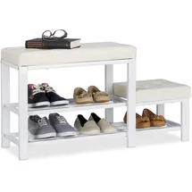 Relaxdays Schuhbank 90,5 x 50 x 30,5 cm weiß / weiß