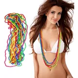 Relaxdays 48 x Bunte Perlenkette Neon, Blau,Gelb,Rot