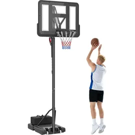 sportnow Basketballkorb Outdoor, Verstellbare Korbhöhe 230-305 cm, mit 110 x 75 cm bruchsichere Rückwand mit Rädern, Gewicht