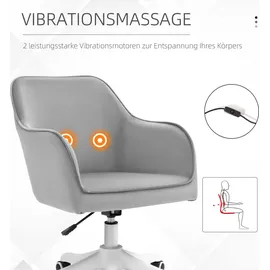 Homcom Massage Bürostuhl Schreibtischstuhl Computerstuhl Drehstuhl Arbeitsstuhl mit Vibrationsfunktion Armlehnen höhenverstellbar Samt 57 x 70 x 78-86 cm