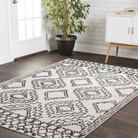 Leesentec Teppich Teppiche Wohnzimmer Teppiche Abstrakte Teppich Marokko Großer Teppiche Kurzfloriger Teppich für Wohnzimmer,Schlafzimmer,Esszimmer Anti-Rutsch-Rugs (Elfenbein/Schwarz, 120 * 160cm)