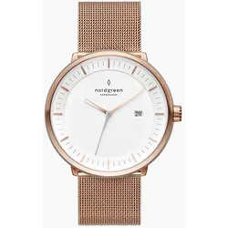 NORDGREEN - PHILOSOPHER - weißes zifferblatt - mesh rosegold / 36 MM