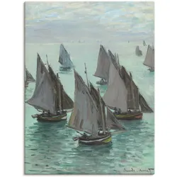 Wandbild ARTLAND "Fischerboote bei ruhigem Wetter", blau (farbe bild(er): blau), B:60cm H:80cm T:1,8cm, Canvas, Leinwand, Bilder, als Leinwandbild, Poster in verschied. Größen