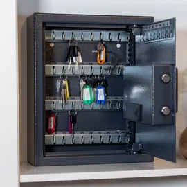 HMF 2030-11 Schlüsseltresor mit Zahlenschloss, 30 Haken, 30 x 28 x 10 cm, Anthrazit