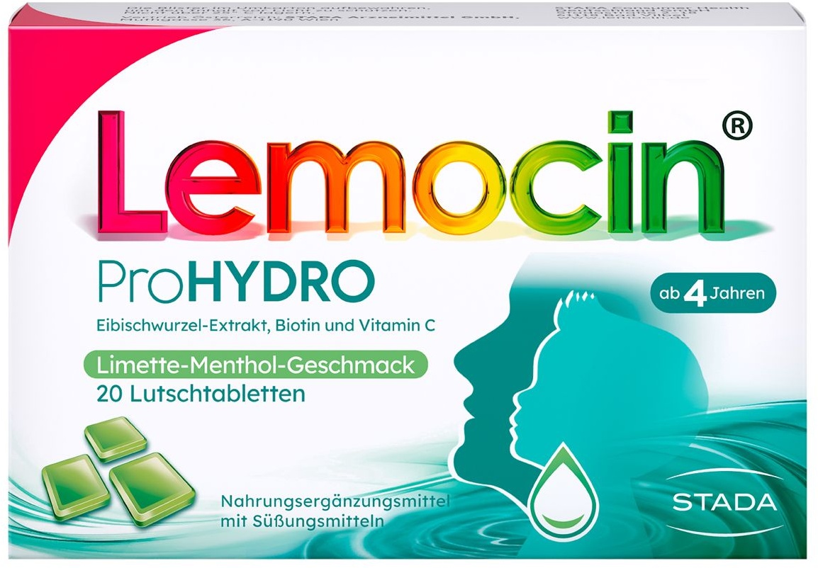 Lemocin® ProHYDRO für zwischendurch – Lutschtabletten mit Vitamin C, Biotin und Eibischwurzelextrakt zur Beruhigung und Befeuchtung von Hals und Rachen