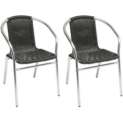 2 Stück Stabiler Aluminium / Polyrattan Bistrostuhl stapelbar