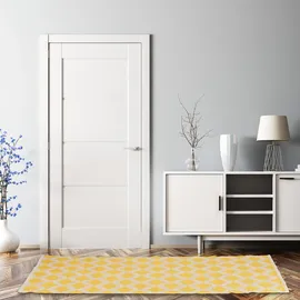 Relaxdays Rauten Teppichläufer 80 x 200 cm Beige/Gelb