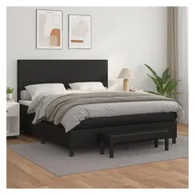 vidaXL Boxspringbett mit Matratze Schwarz 180x200 cm Kunstleder