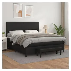 vidaXL Boxspringbett mit Matratze Schwarz 180x200 cm Kunstleder
