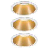 Paulmann 93406 Einbauleuchte 3er Set LED Cole Coin Basisset IP44 rund incl dimmbar Einbaustrahler Weiß, Gold