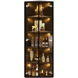 Eckvitrine 62x35x160 cm Schwarz LED-Beleuchtung Sicherheitsglas MDF Soft-Close Regal Wohnzimmer Flur Büro Staubgeschützt