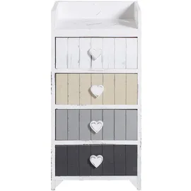 Mobili Rebecca Rebecca Mobili Kommode 4 Schubladen, Holz Beige Grau, Weiß