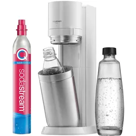 Sodastream Duo weiß + Glaskaraffe + PET-Flasche + Zylinder