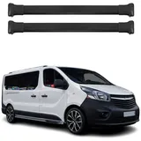 Omac Dachträger Grundtäger kompatibel mit FIAT Talento 2016-2022 Aluminium 75kg Schwarz 2tlg Offene Reling für Fahrradträger, Dachboxen, Skiträger Abschließbar