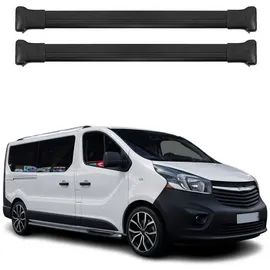 Omac Dachträger Grundtäger kompatibel mit FIAT Talento 2016-2022 Aluminium 75kg Schwarz 2tlg Offene Reling für Fahrradträger, Dachboxen, Skiträger Abschließbar