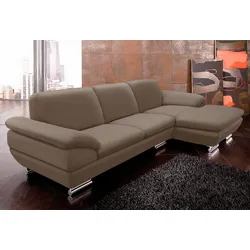 CALIA ITALIA Ecksofa »Glamour, italienisches Designsofa, tollem Sitzkomfort zum Entspannen«, mit tollem Lederbezug und Designfuß, L-Form CALIA ITALIA café