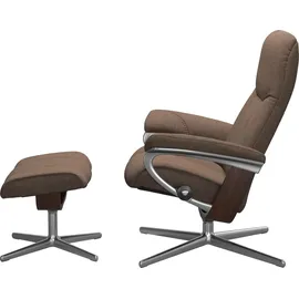 Stressless Stressless® Relaxsessel »Consul«, (Set, Relaxsessel mit Hocker), mit Hocker, mit Cross Base, Größe S, M & L, Holzakzent braun braun