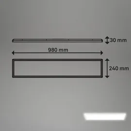 Briloner - LED Deckenlampe 98cm mit indirektem Licht, flach, neutralweißes Licht, Lampe, Deckenleuchte, Wohnzimmerlampe, LED Panel, Küchenlampe, Deckenbeleuchtung, 98x20x3 cm, Backlight
