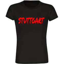 multifanshop Damen T-Shirt - Stuttgart - Textmarker - Druck rot - Frauen